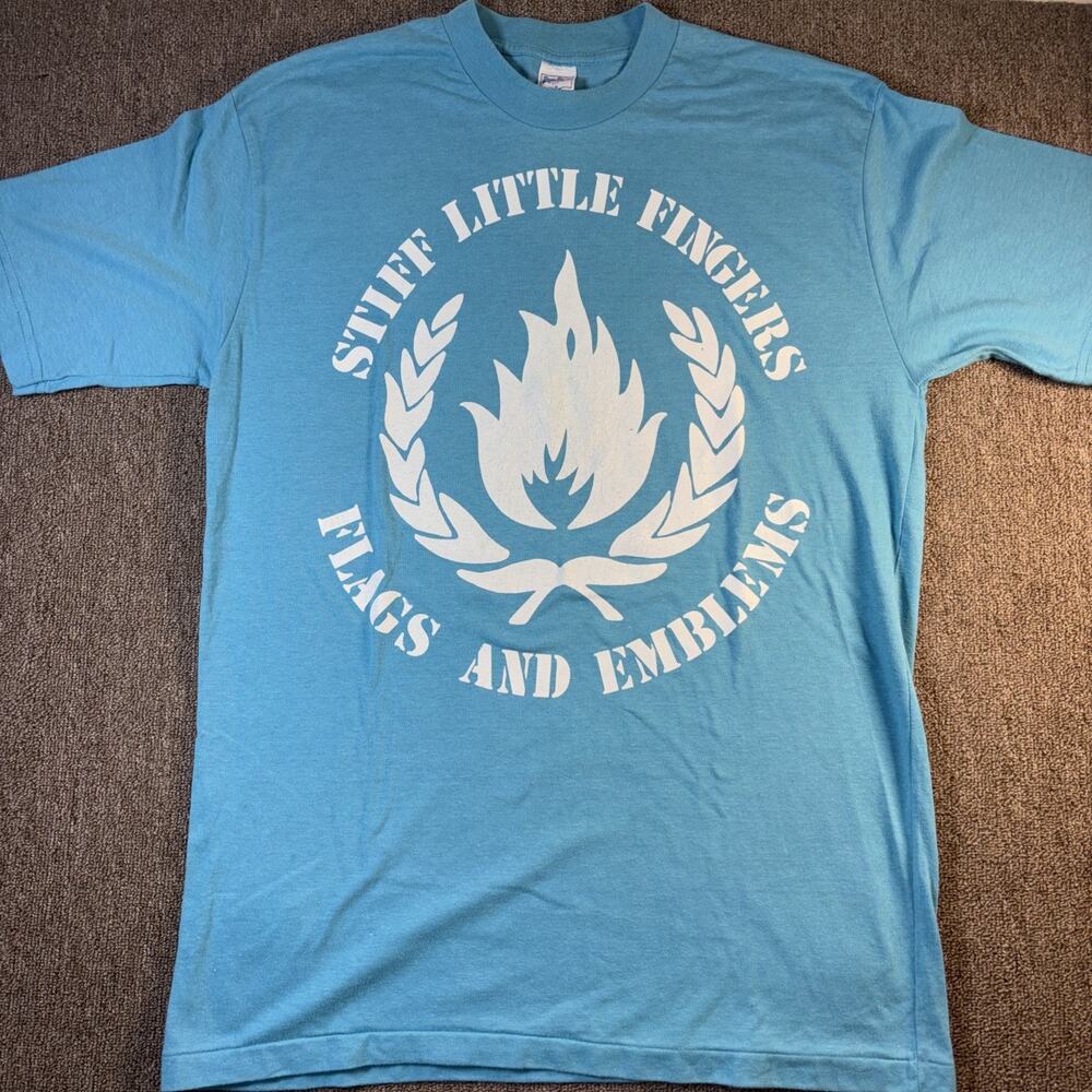 VTG 90s/00s Stuff Little Fingers Flags And Emblems Band Shirt Medium Fits Large